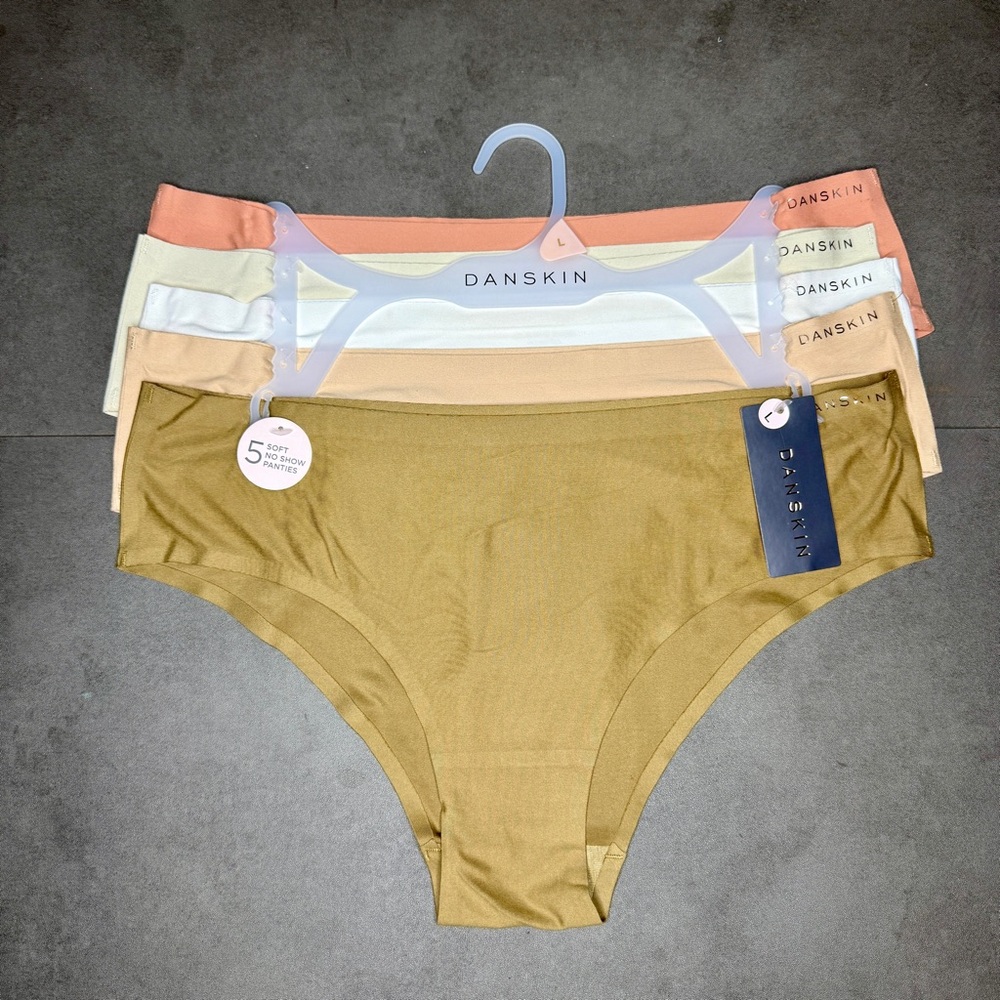 Danskin Women's No Show Soft Panties in Gold, Cream, and Peach